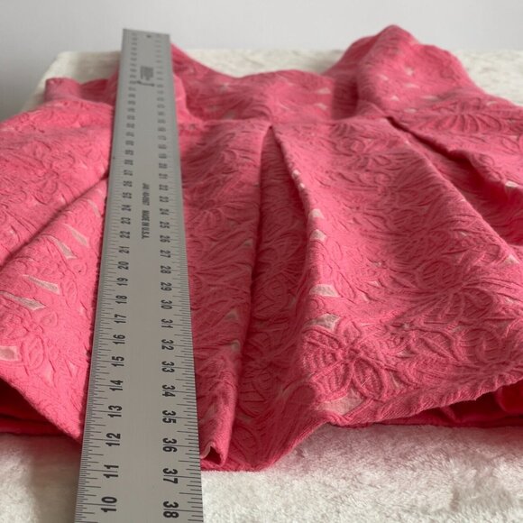 Trina Turk Womens Floral Lace Sleeveless Pleated Dress Size 10 Pink Zip Back - Picture 11 of 11